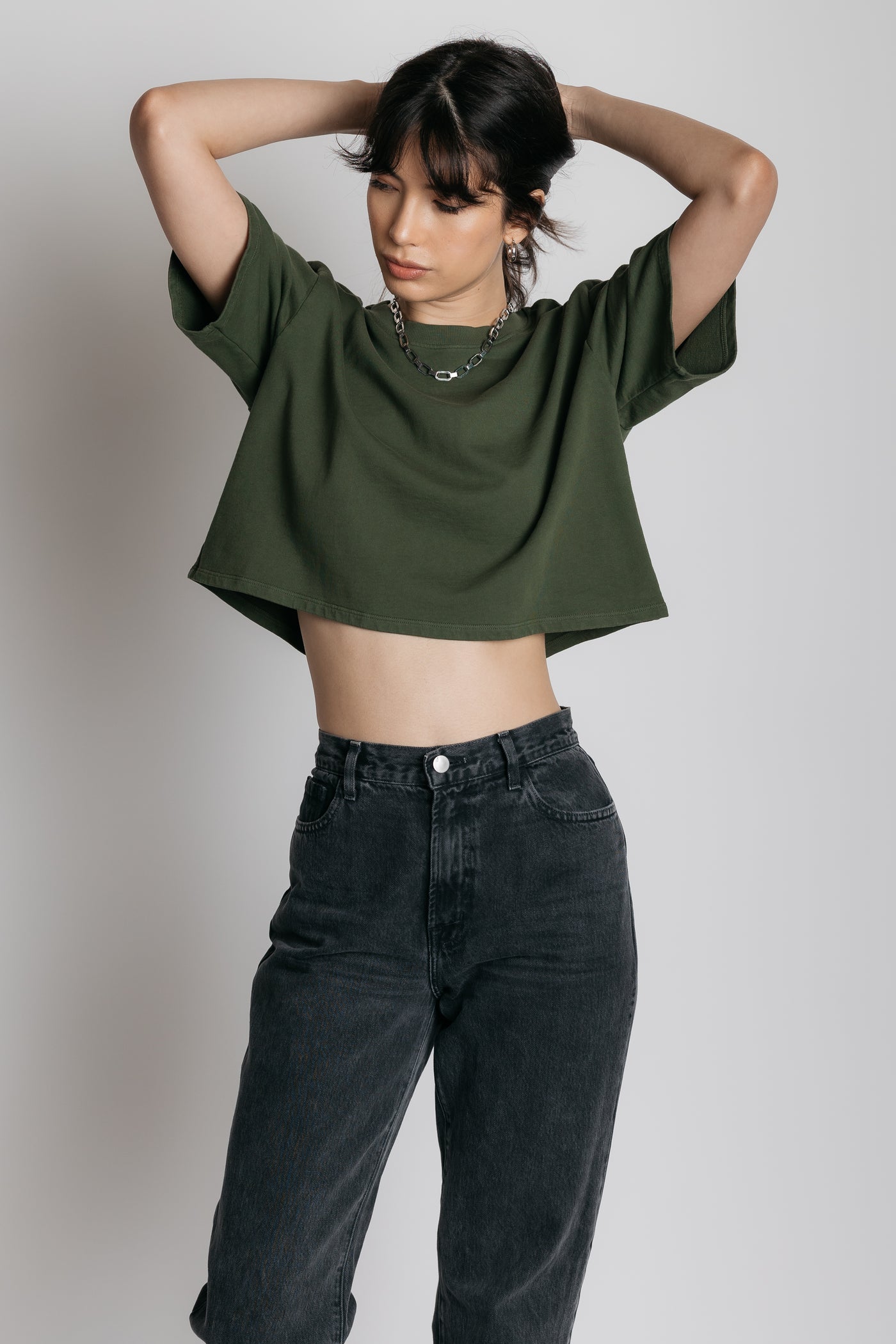 olive boxy tee