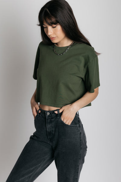 olive boxy tee