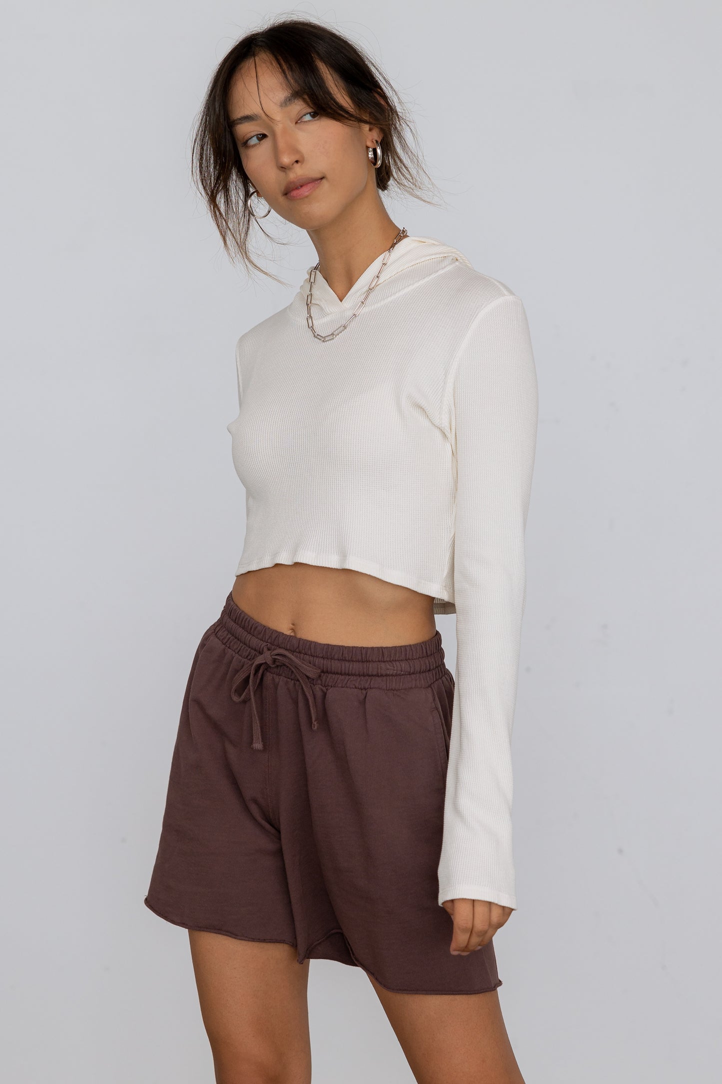 Waffle Hoodie Crop Top