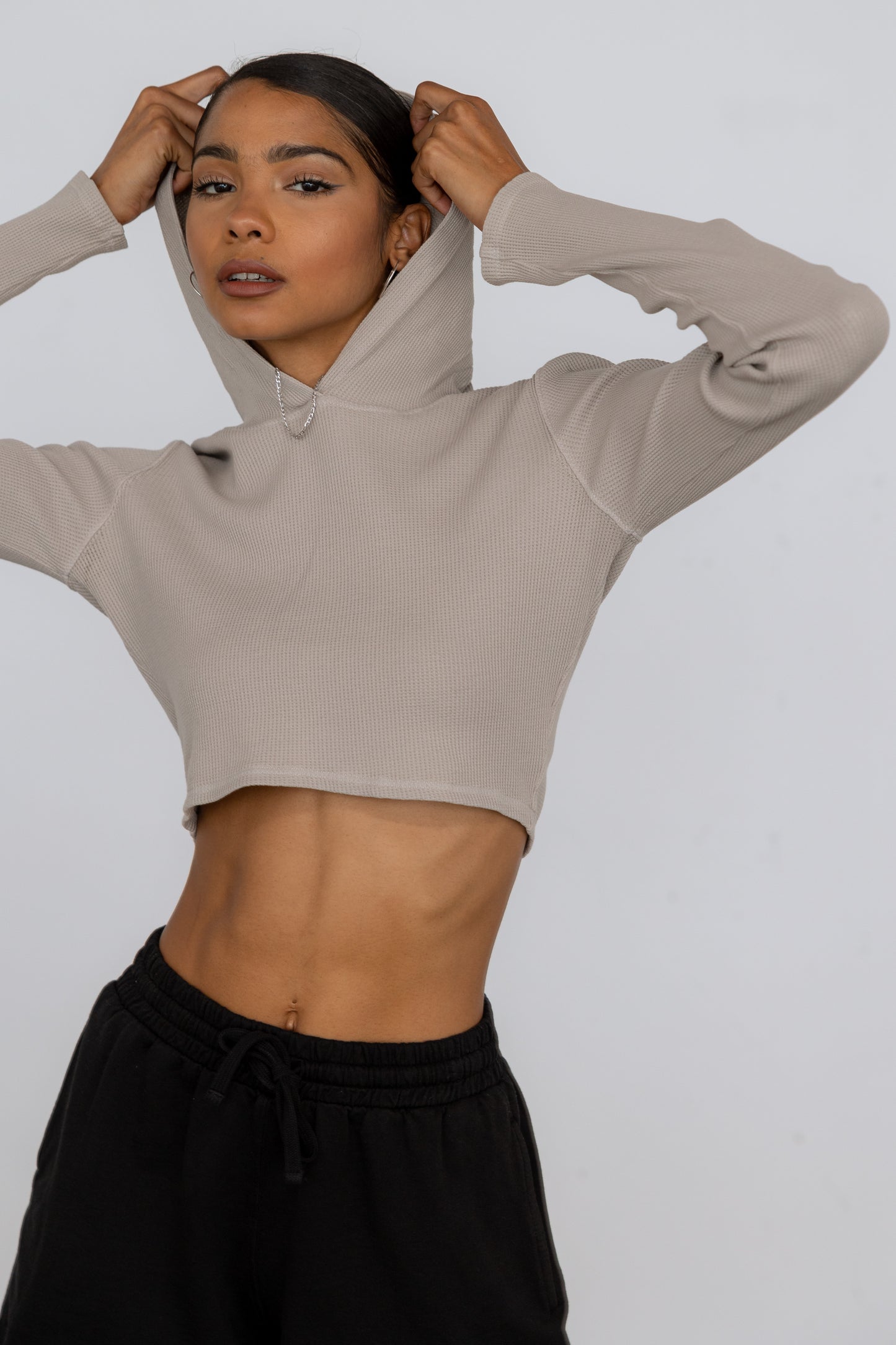 Waffle Hoodie Crop Top