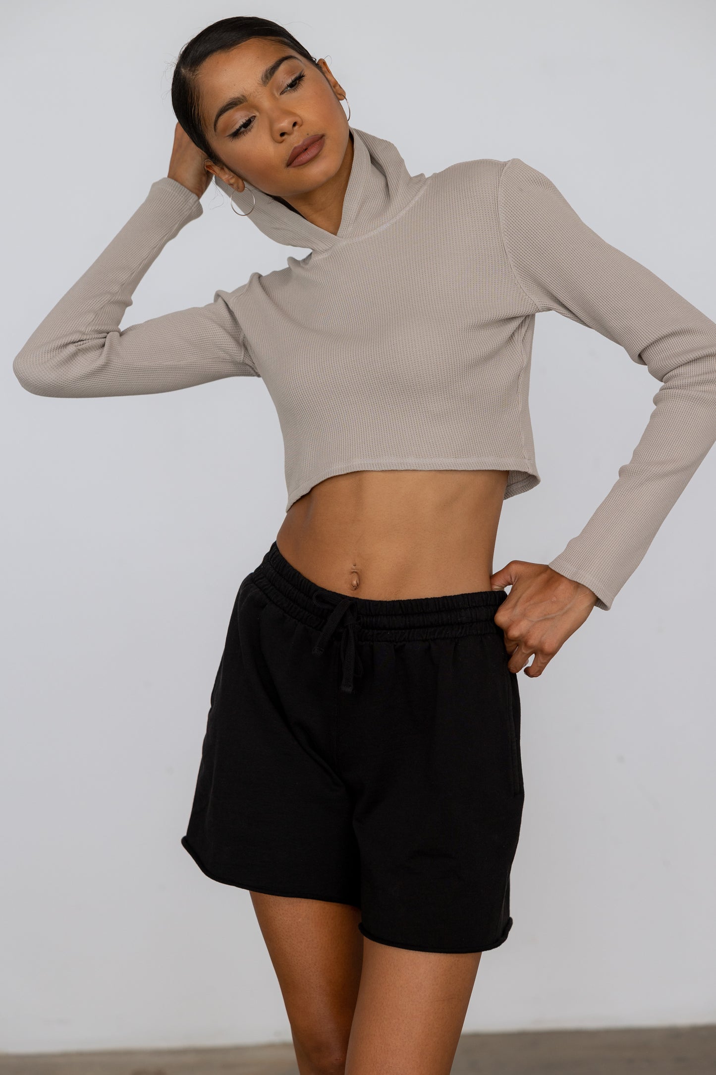 Waffle Hoodie Crop Top