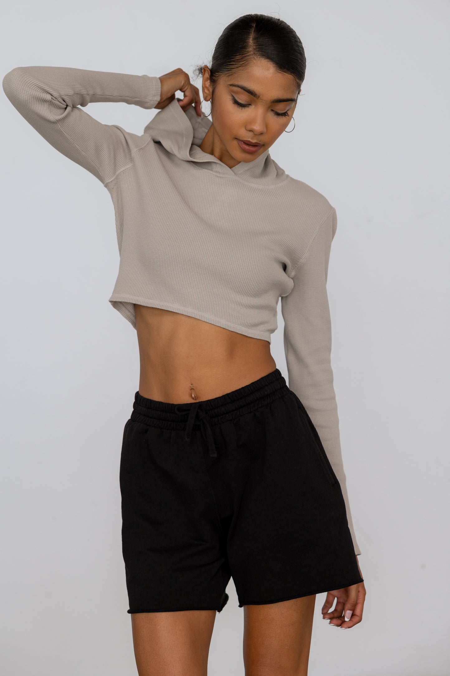 Waffle Hoodie Crop Top