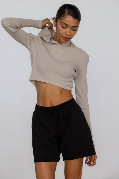Waffle Hoodie Crop Top