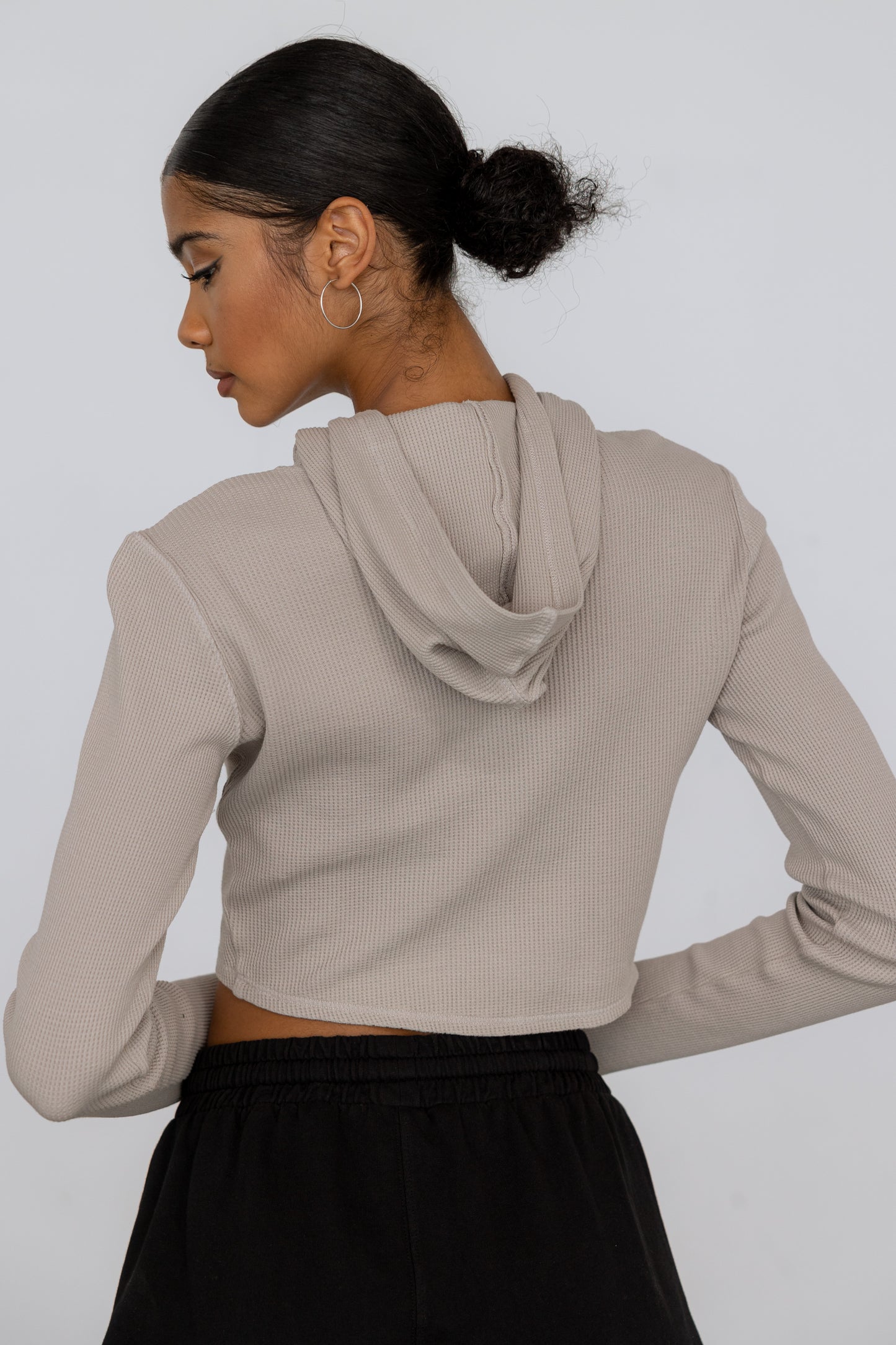 Waffle Hoodie Crop Top