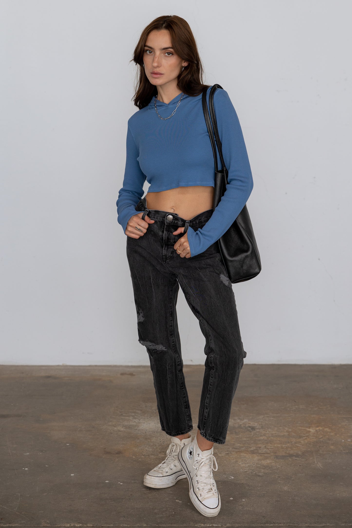 Waffle Hoodie Crop Top