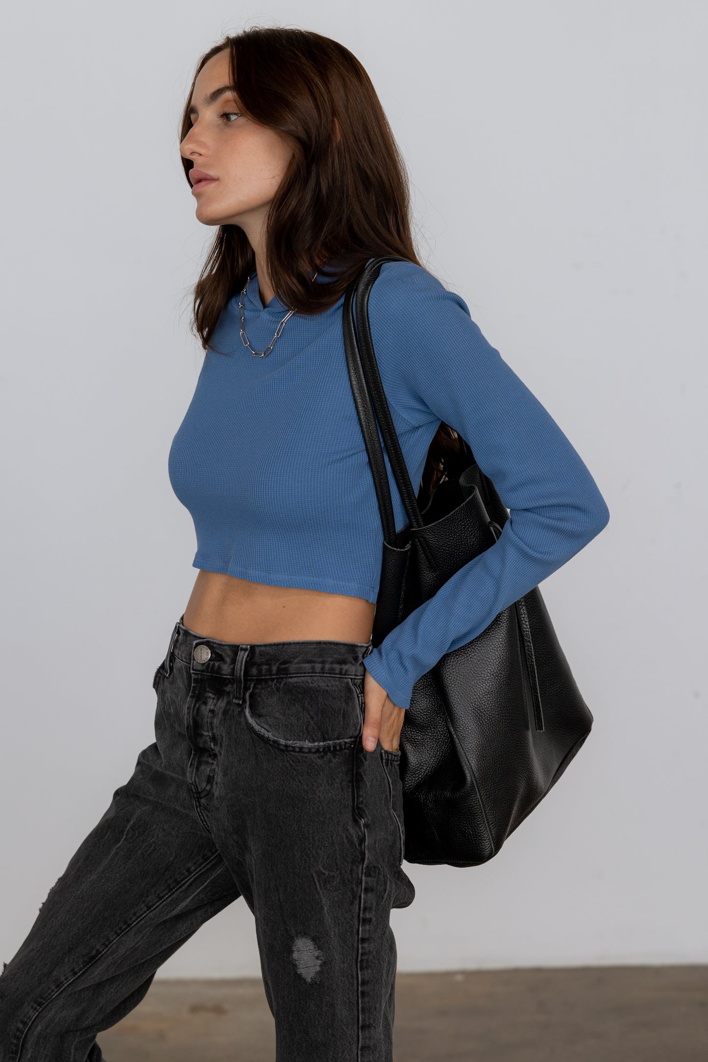 Waffle Hoodie Crop Top